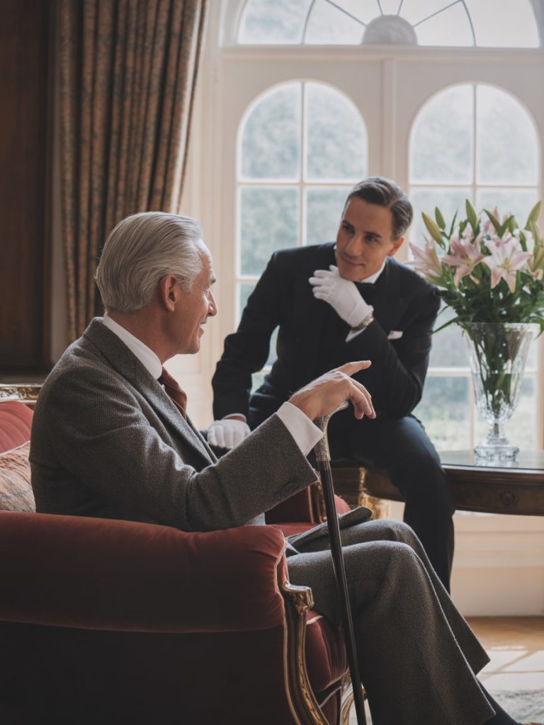 話し合いをする執事